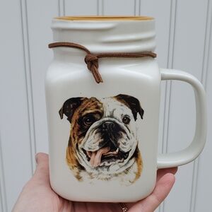 Bulldog Ceramic Mason Mug with Handle 21 Ounce All You Need Is Love